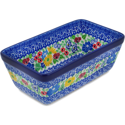 Polish Pottery Loaf Pan 8&quot; Patio Views UNIKAT