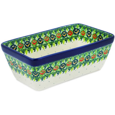 Polish Pottery Loaf Pan 8&quot; Rooster&#039;s Crow UNIKAT
