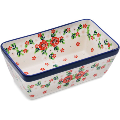 Polish Pottery Loaf Pan 8&quot; Rosy Cheeks