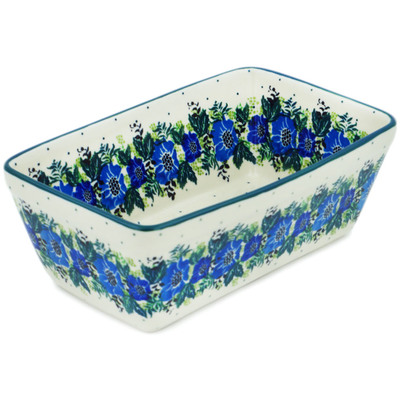 Polish Pottery Loaf Pan 8&quot; Stormy Poppy Chain