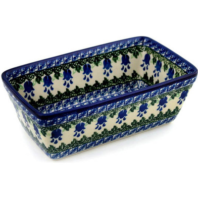 Polish Pottery Loaf Pan 8&quot; Texas Bluebell