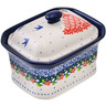 Polish Pottery Mini Cake Box 4&quot;, Salt Box, Bird Princess