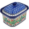 Polish Pottery Mini Cake Box 4&quot;, Salt Box, Blooming Rowan