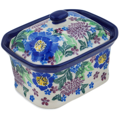 Polish Pottery Mini Cake Box 4&quot;, Salt Box, Byzantium Bliss UNIKAT