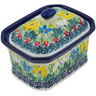 Polish Pottery Mini Cake Box 4&quot;, Salt Box, Dandy Daffodils UNIKAT