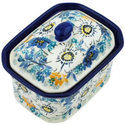 Polish Pottery Mini Cake Box 4&quot;, Salt Box, Elegance UNIKAT