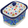 Polish Pottery Mini Cake Box 4&quot;, Salt Box, Fascinating Flora UNIKAT