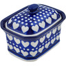 Polish Pottery Mini Cake Box 4&quot;, Salt Box, Heart To Heart