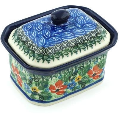 Polish Pottery Mini Cake Box 4&quot;, Salt Box, Marvellous Ornament UNIKAT