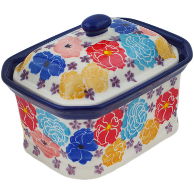 Polish Pottery Mini Cake Box 4&quot;, Salt Box, Outstanding UNIKAT