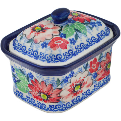 Polish Pottery Mini Cake Box 4&quot;, Salt Box, Peak Of Perfection UNIKAT