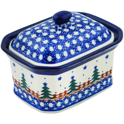 Polish Pottery Mini Cake Box 4&quot;, Salt Box, Pocono Pines