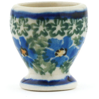 Polish Pottery Mini Goblet 1&quot; Blue Daisy Dream UNIKAT