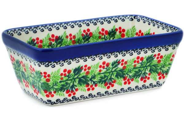 Polish Pottery Mini Loaf Pan Water Tulip Pattern by Ceramika Artystyczna