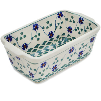 Polish Pottery Mini loaf pan Lucky Blue Clover