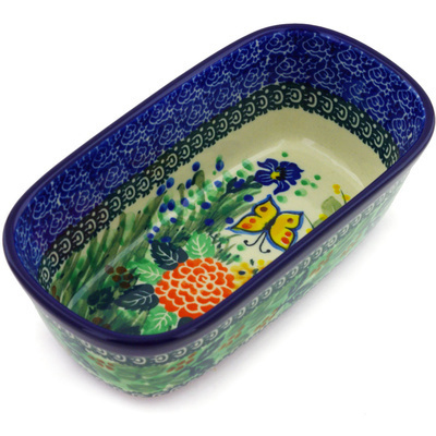 Polish Pottery Mini loaf pan Spring Garden UNIKAT