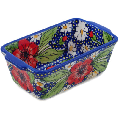 Polish Pottery Mini loaf pan Vivid Garden UNIKAT