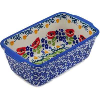 Polish Pottery Mini loaf pan Wild Poppies UNIKAT