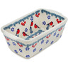 Polish Pottery Mini loaf pan Winter Bullfinch