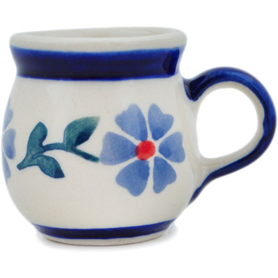 Polish Pottery Mini Mug 2&quot; Peacock Forget-me-not