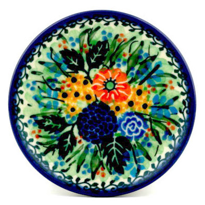Polish Pottery Mini Plate, Coaster plate Black Lattice UNIKAT