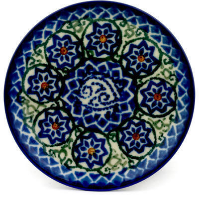 Polish Pottery Mini Plate, Coaster plate Blue Beauty UNIKAT
