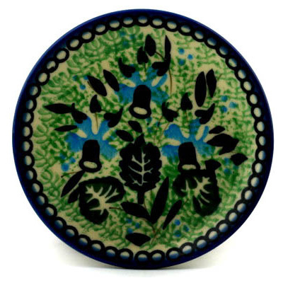 Polish Pottery Mini Plate, Coaster plate Blue Bell Song UNIKAT