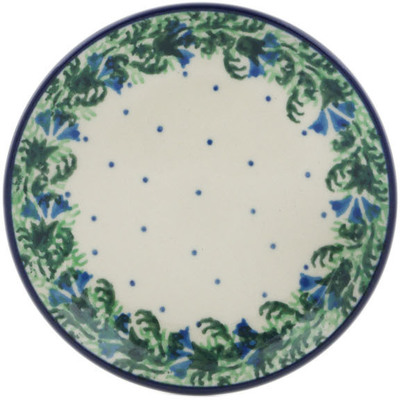 Polish Pottery Mini Plate, Coaster plate Blue Bell Wreath