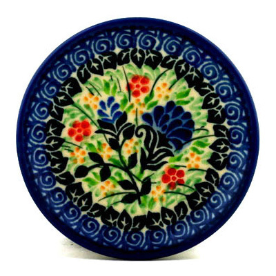 Polish Pottery Mini Plate, Coaster plate Blue Bonnets UNIKAT