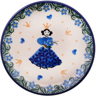 Polish Pottery Mini Plate, Coaster plate Blue Castle Princess