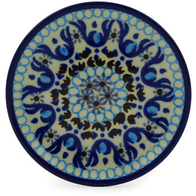 Polish Pottery Mini Plate, Coaster plate Blue Ice
