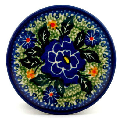Polish Pottery Mini Plate, Coaster plate Blue Perfection UNIKAT
