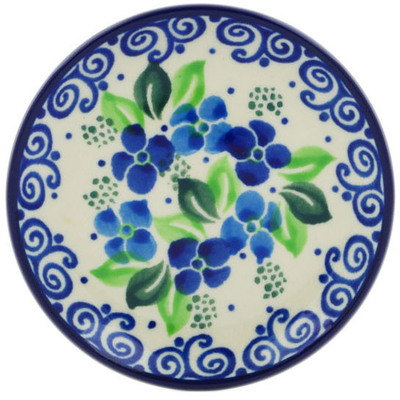 Polish Pottery Mini Plate, Coaster plate Blue Phlox