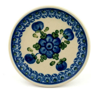 Polish Pottery Mini Plate, Coaster plate Blue Poppies