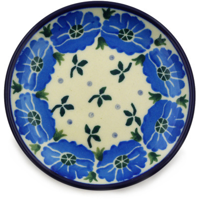 Polish Pottery Mini Plate, Coaster plate Blue Poppy Chain