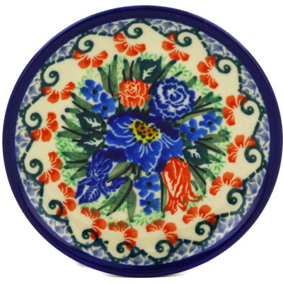 Polish Pottery Mini Plate, Coaster plate Bountiful Bouquet UNIKAT