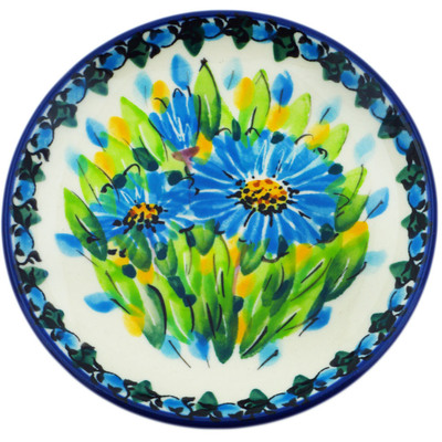 Polish Pottery Mini Plate, Coaster plate Bouquet Azul UNIKAT