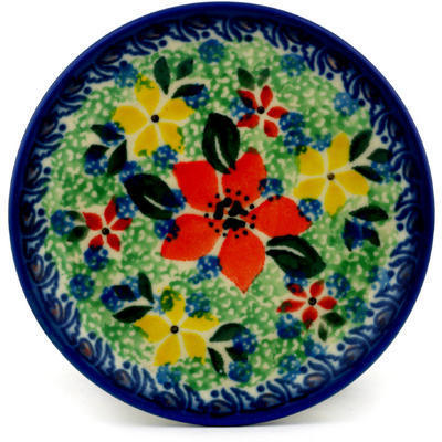 Polish Pottery Mini Plate, Coaster plate Brilliant Star Flower UNIKAT