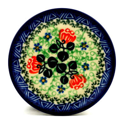 Polish Pottery Mini Plate, Coaster plate Cabbage Blooms UNIKAT