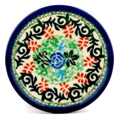 Polish Pottery Mini Plate, Coaster plate Carnation Blossoms UNIKAT