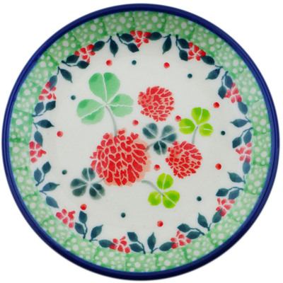 Polish Pottery Mini Plate, Coaster plate Clover Flower Wreath
