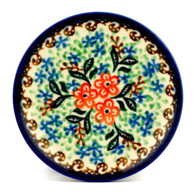 Polish Pottery Mini Plate, Coaster plate Coral Garden UNIKAT