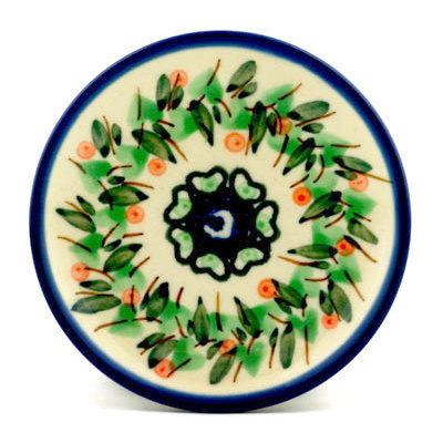 Polish Pottery Mini Plate, Coaster plate Cranberry Shuffle UNIKAT