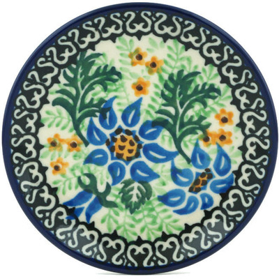 Polish Pottery Mini Plate, Coaster plate Daisy Hearts UNIKAT