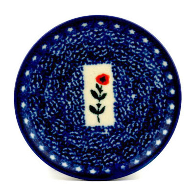 Polish Pottery Mini Plate, Coaster plate Denim Rose UNIKAT