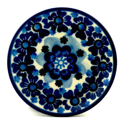 Polish Pottery Mini Plate, Coaster plate Diamond Flowers UNIKAT