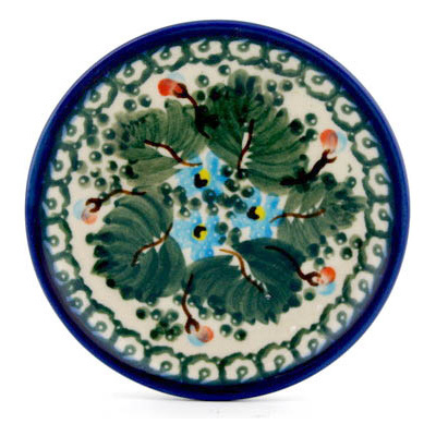 Polish Pottery Mini Plate, Coaster plate Emerald Berries UNIKAT