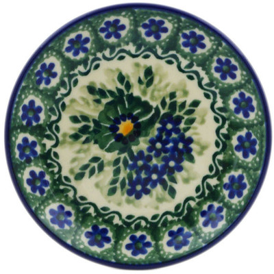 Polish Pottery Mini Plate, Coaster plate Emerald Field UNIKAT