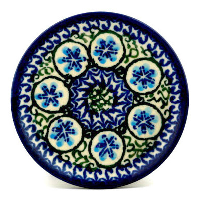 Polish Pottery Mini Plate, Coaster plate Emerald Frenzy UNIKAT