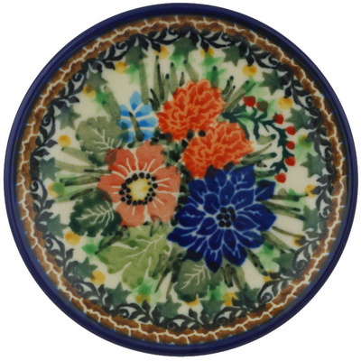 Polish Pottery Mini Plate, Coaster plate Evergreen Meadow UNIKAT